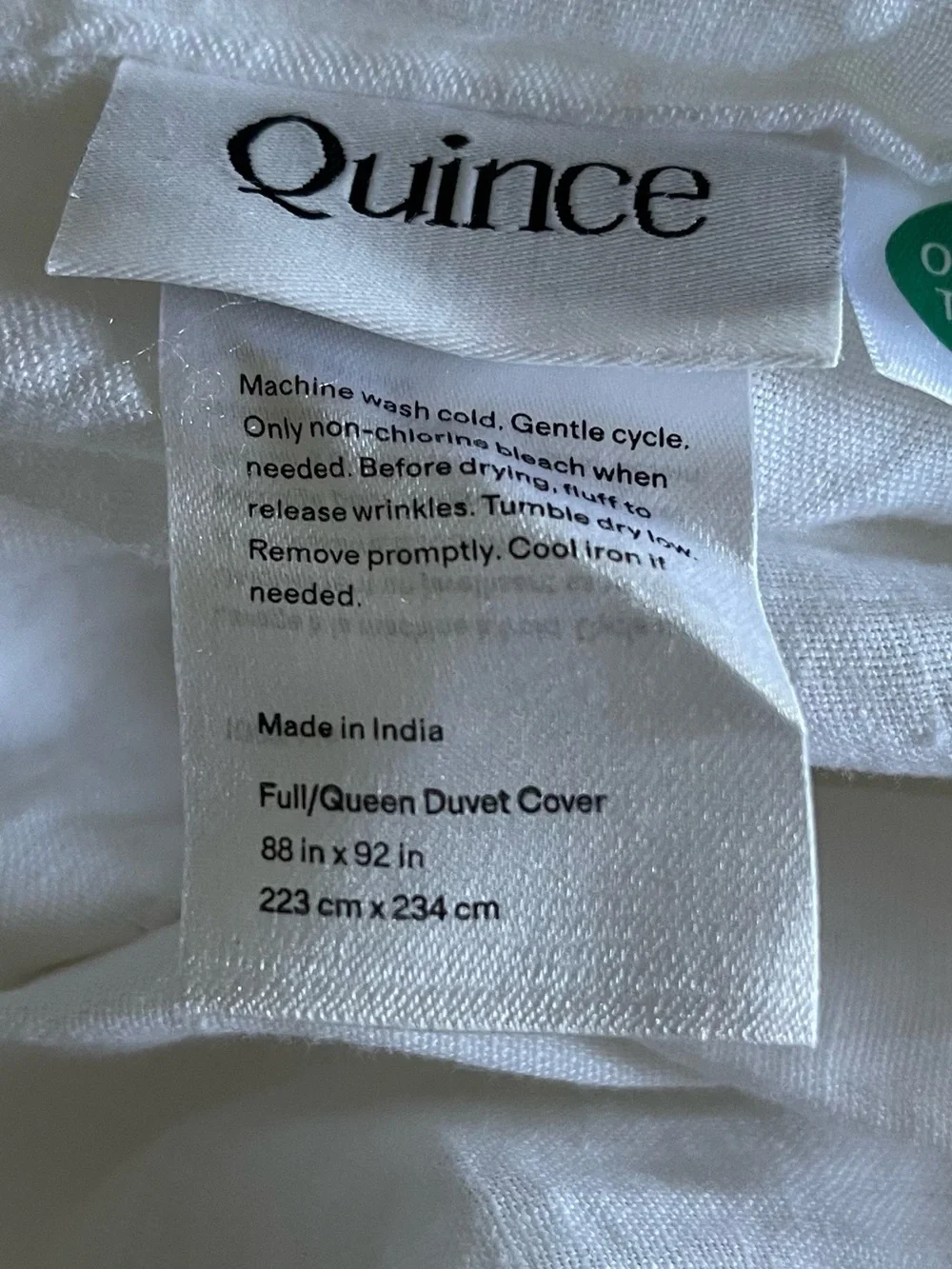 NEW European Linen Double Flange Duvet Cover Set, Full/Queen (White)